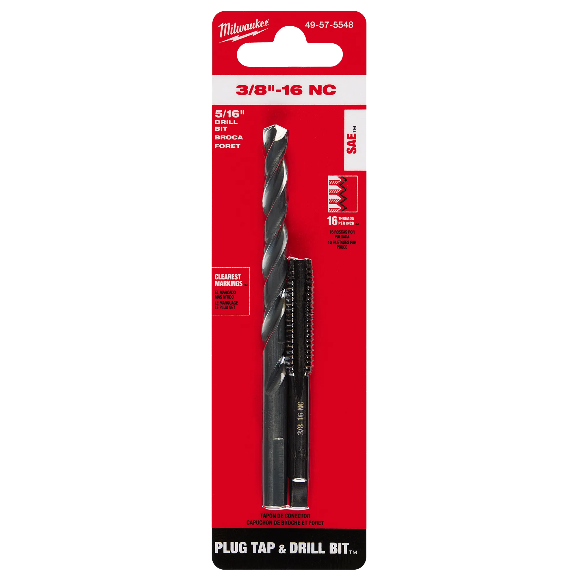 3/8"-16 Straight Flute Plug Tap & 5/16" Drill Bit in its packaging