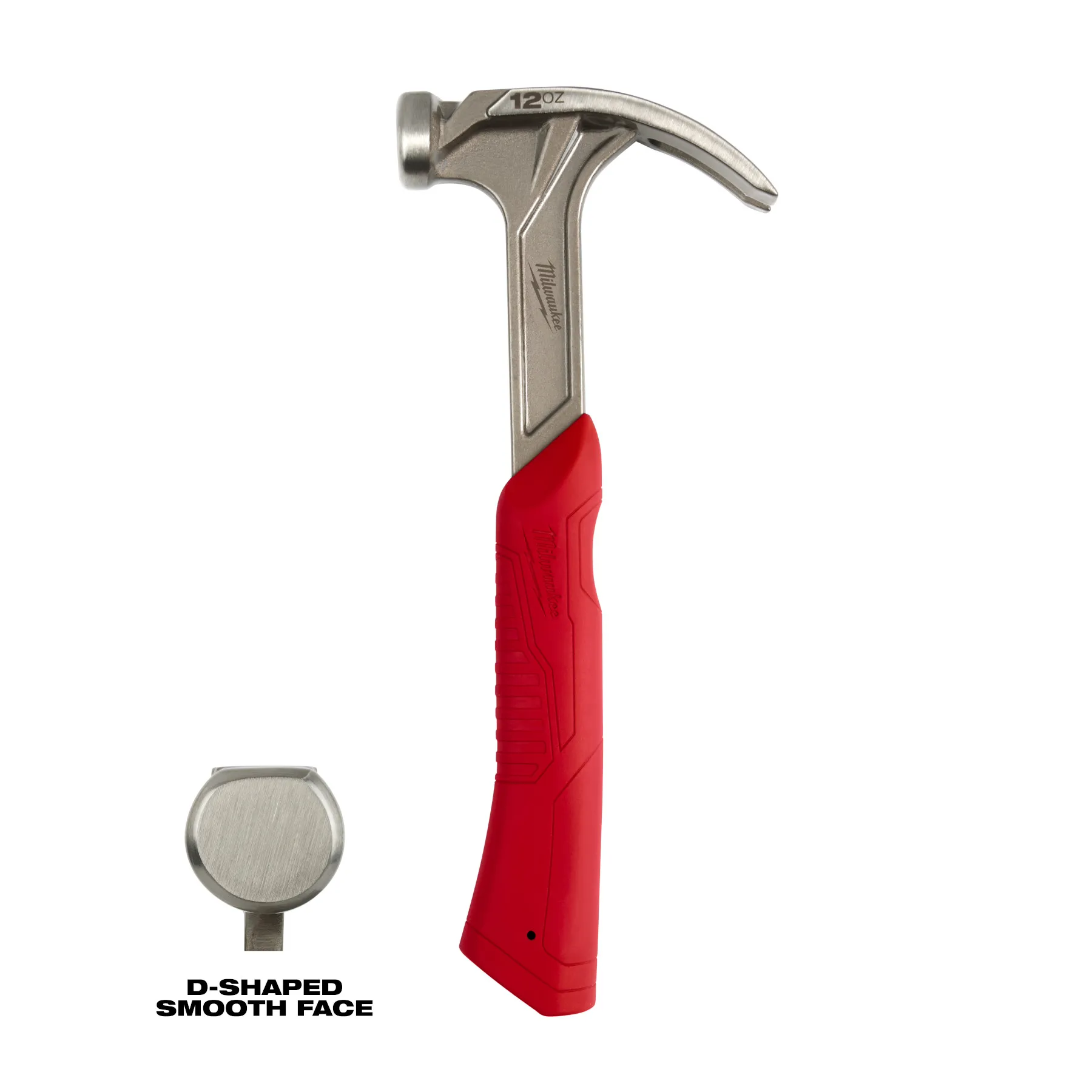 12oz Smooth Face Hybrid Claw Finish Hammer with D shaped smooth face