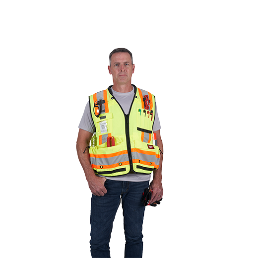 48-73-5161, 48-73-5162, 48-73-5163, 48-73-5164 - Class 2 Surveyor's High Visibility Yellow Safety Vest - L/XL