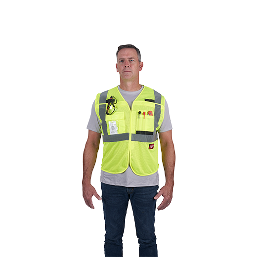 48-73-5121, 48-73-5122, 48-73-5123, 48-73-5124 - Class 2 Breakaway High Visibility Yellow Mesh Safety Vest - L/XL