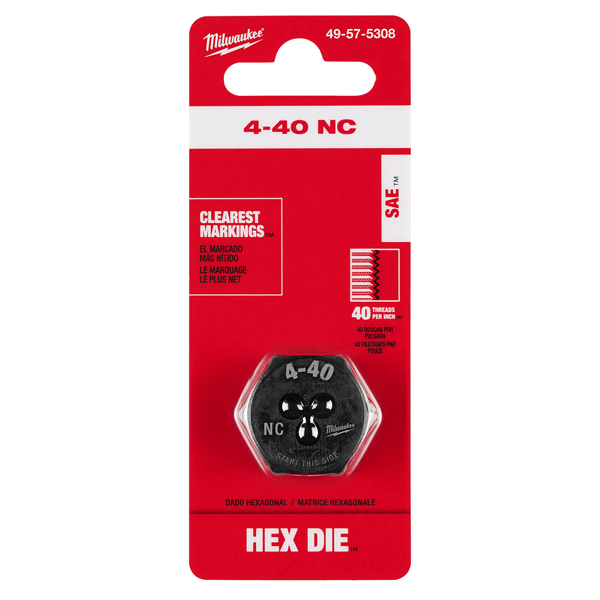 4-40 NC 1-Inch Hex Threading Die in its packaging