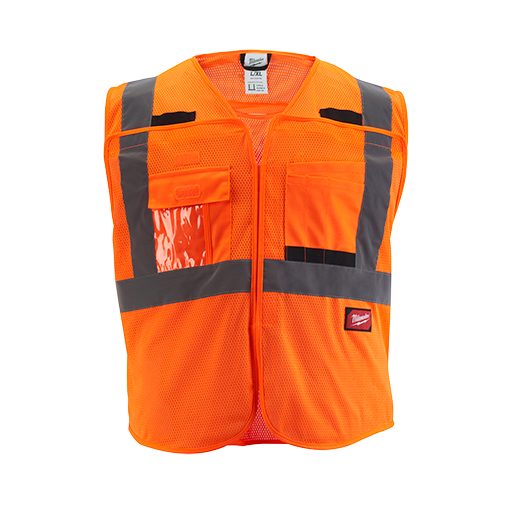 48-73-5125, 48-73-5126, 48-73-5127, 48-73-5128 - Class 2 Breakaway High Visibility Orange Mesh Safety Vest - L/XL