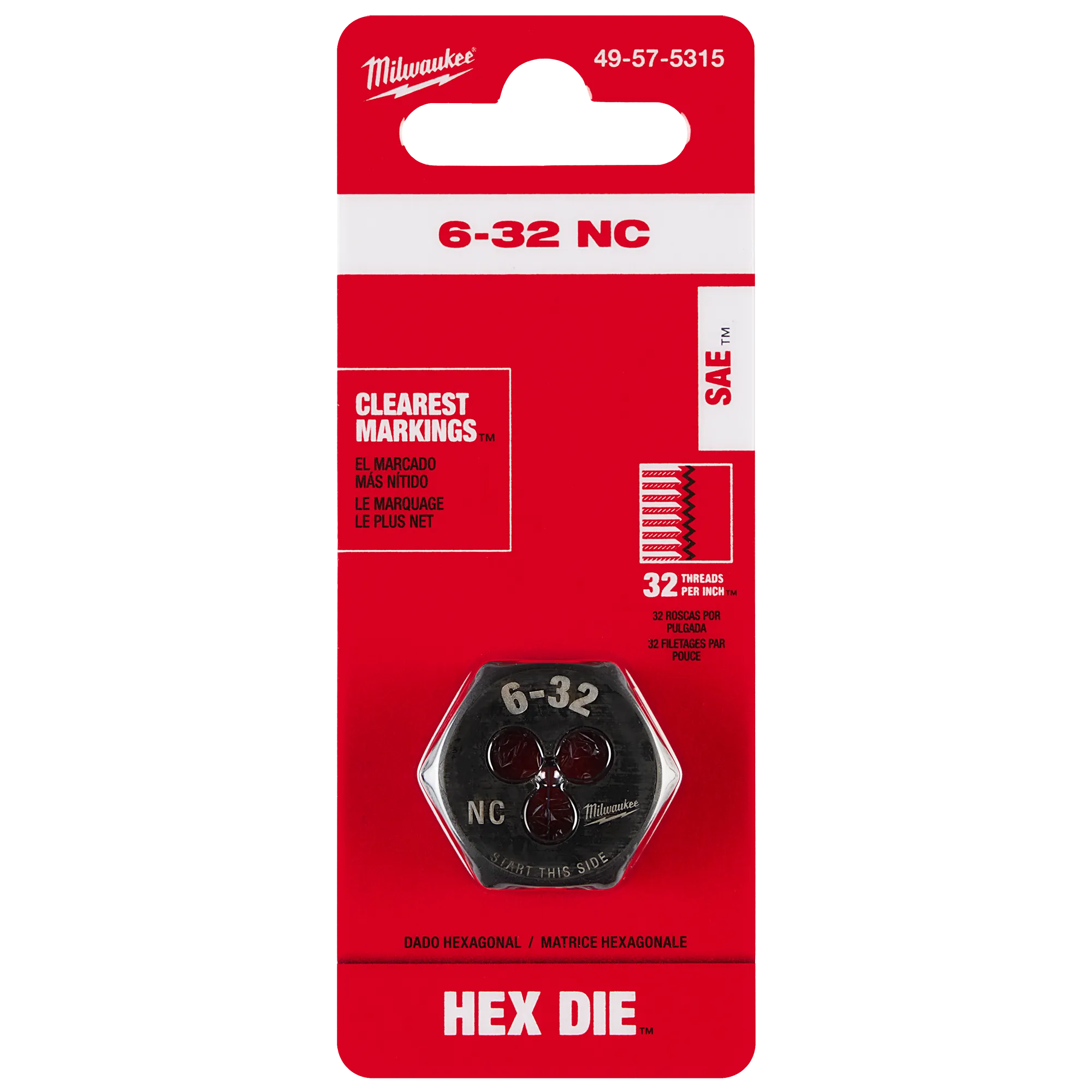 6-32 NC 1-Inch Hex Die in its packaging