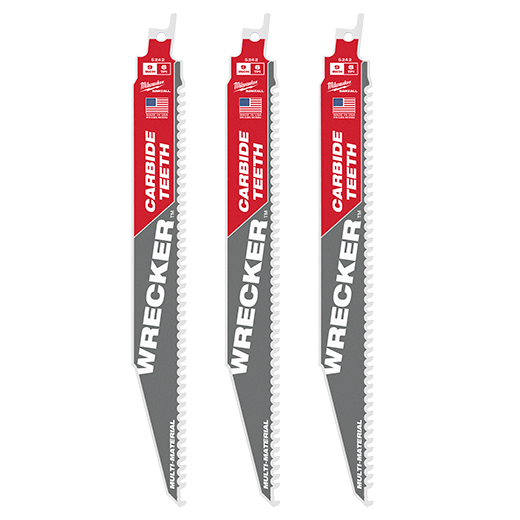 48-00-5342, 48-00-5242 - 9" 6 TPI THE WRECKER™ with Carbide Teeth SAWZALL® Blade 3PK