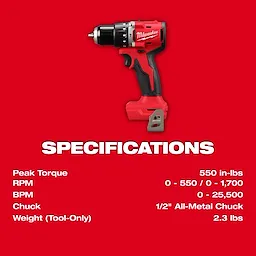 M18 Compact Brushless 1/2" Hammer Drill/Driver specifications