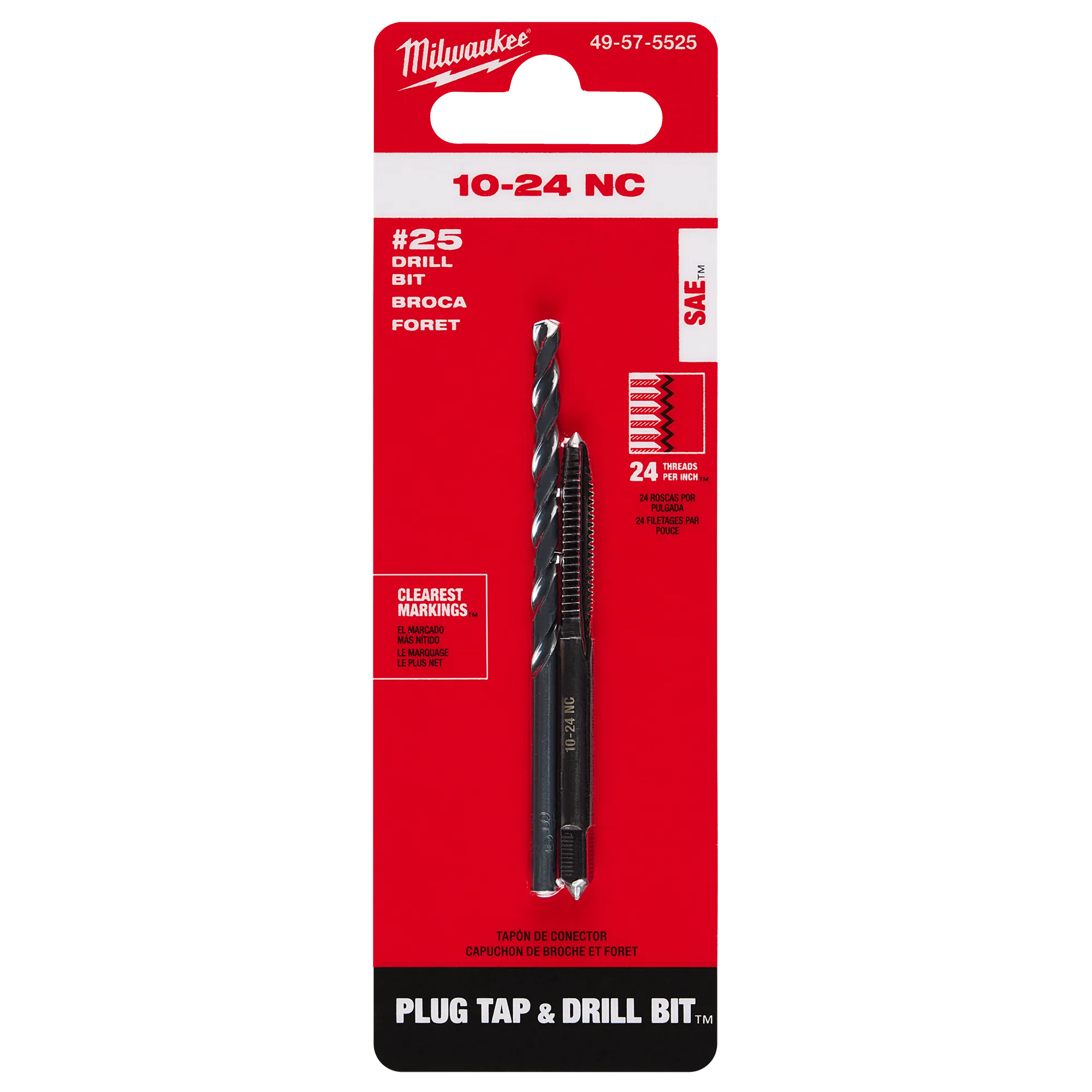 10-24 Straight Flute Plug Tap & #25 Drill Bit in its packaging