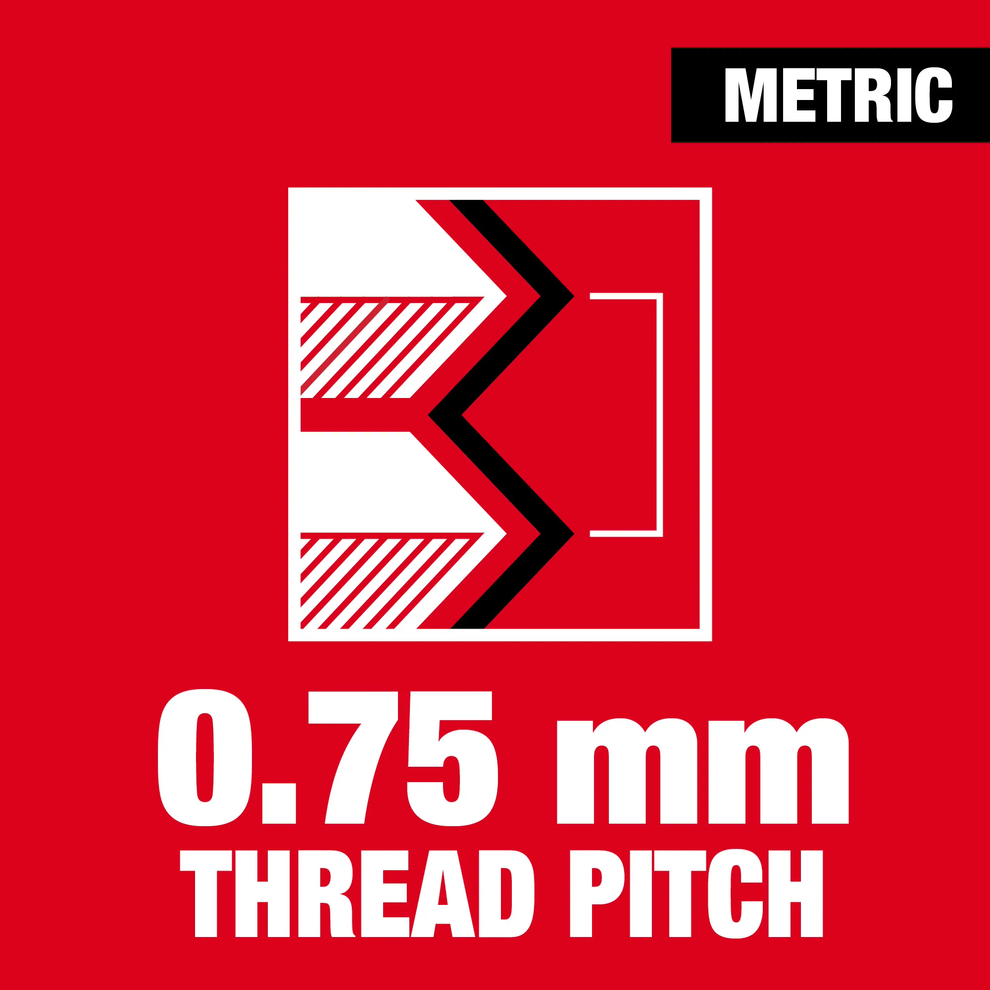 0.75 mm thread pitch