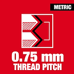 0.75 mm thread pitch