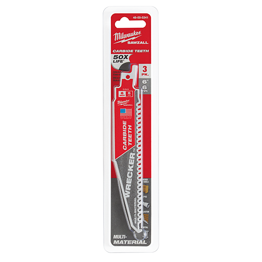 48-00-5341 - 6" 6 TPI THE WRECKER™ with Carbide Teeth SAWZALL® Blade 3PK