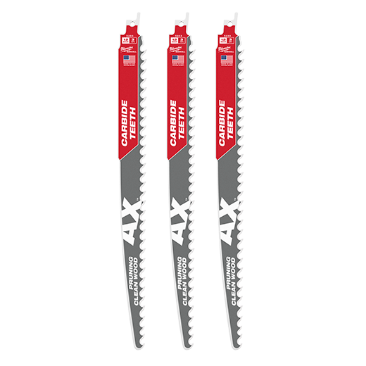 48-00-5333, 48-00-5233 - 12" 3 TPI The AX™ with Carbide Teeth for Pruning & Clean Wood SAWZALL® Blade 3PK