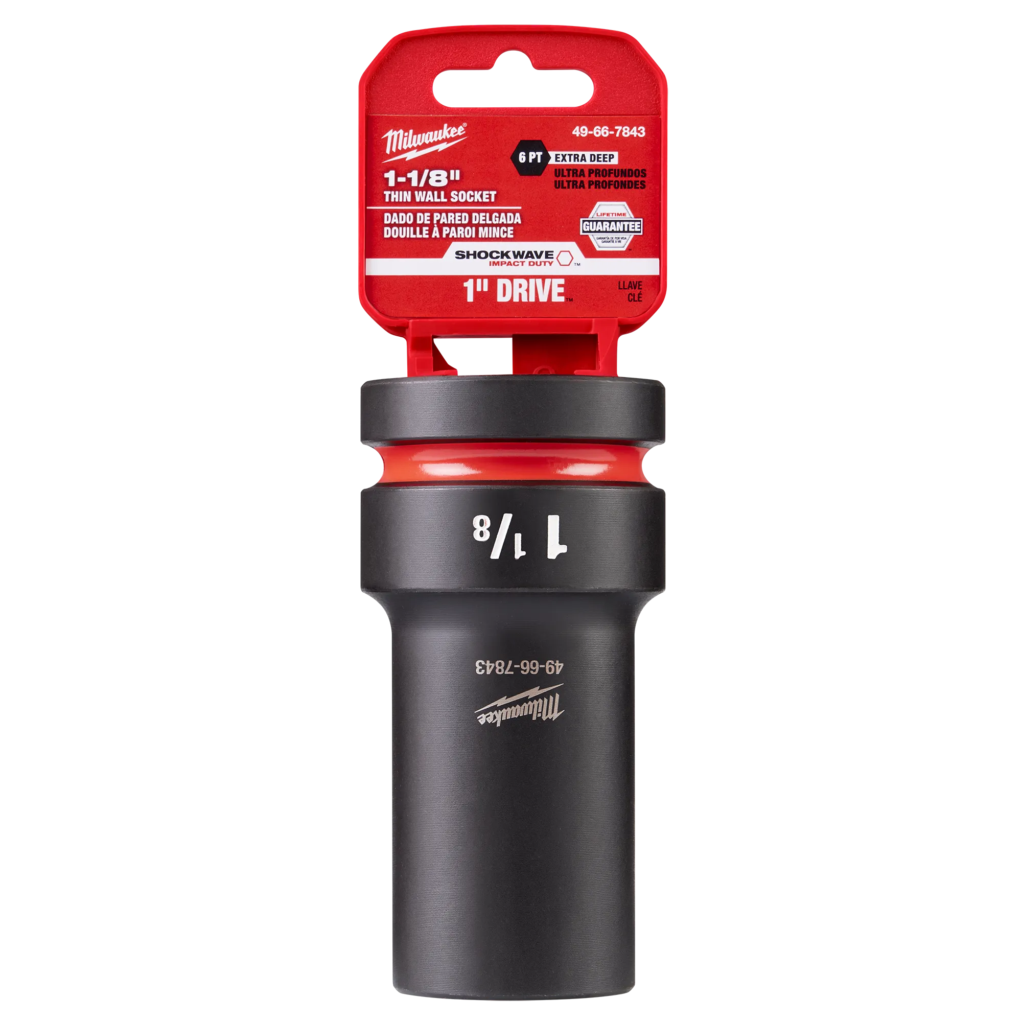 SHOCKWAVE Impact Duty™ 1" Drive 1-1/8" Thin Wall Extra Deep 6 Point Socket in its packaging