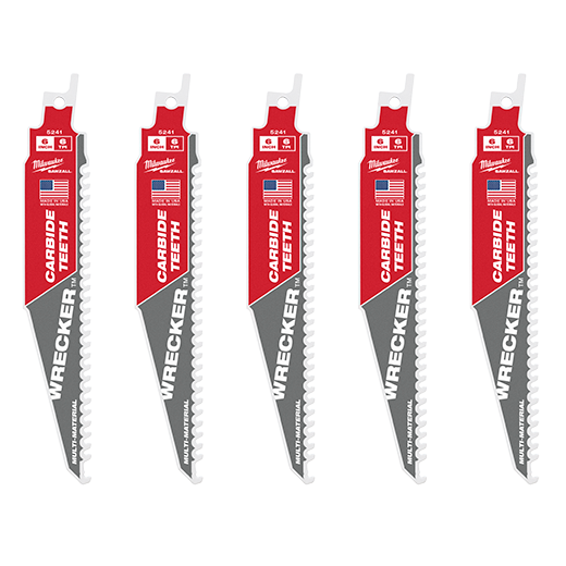 48-00-5541, 48-00-5341, 48-00-5241 - 6" 6 TPI THE WRECKER™ with Carbide Teeth SAWZALL® Blade 5PK