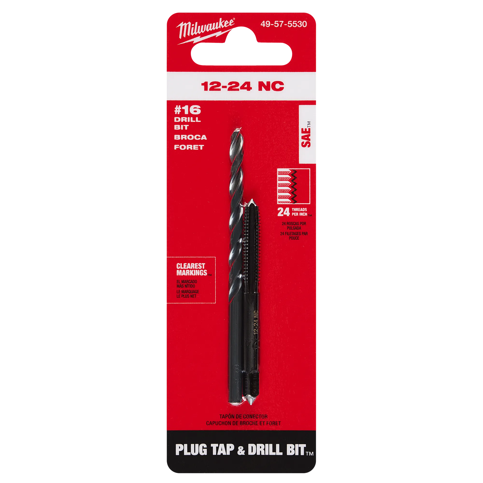 12-24 Straight Flute Plug Tap & #16 Drill Bit in its packaging