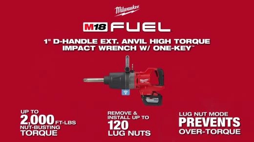 2869 M18 1in D-Handle Ext Anvil High Torque Impact Wrench wONEKEY