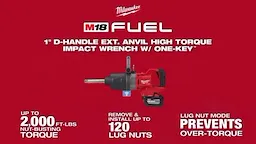 2869 M18 1in D-Handle Ext Anvil High Torque Impact Wrench wONEKEY