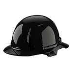 A black safety helmet with a glossy finish.