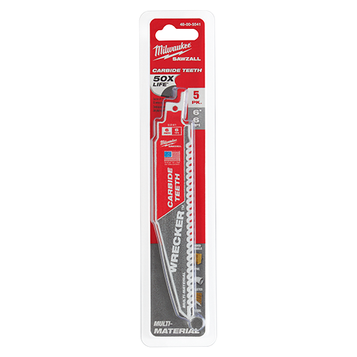 48-00-5541 - 6" 6 TPI THE WRECKER™ with Carbide Teeth SAWZALL® Blade 5PK