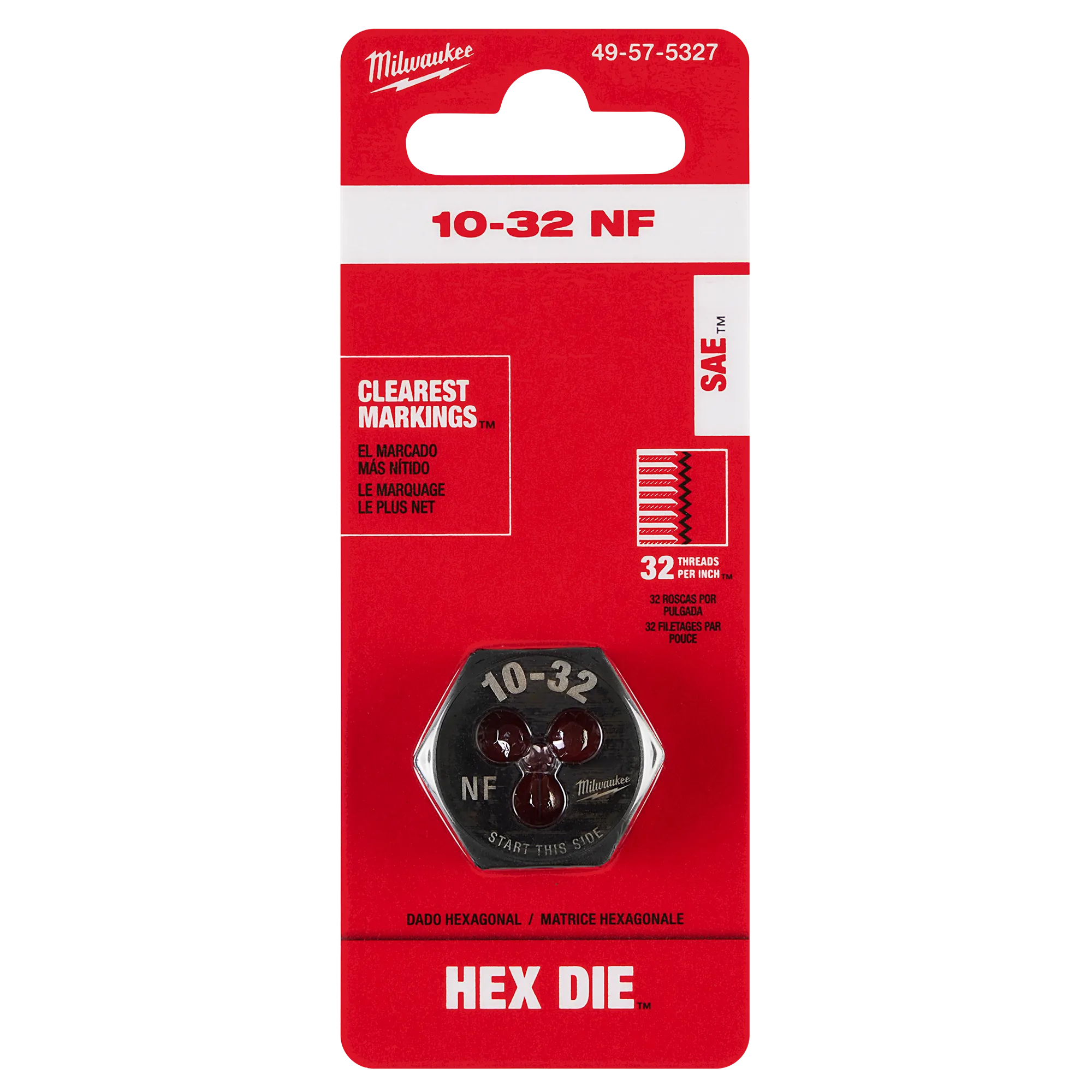 10-32 NF 1-Inch Hex Die in its packaging