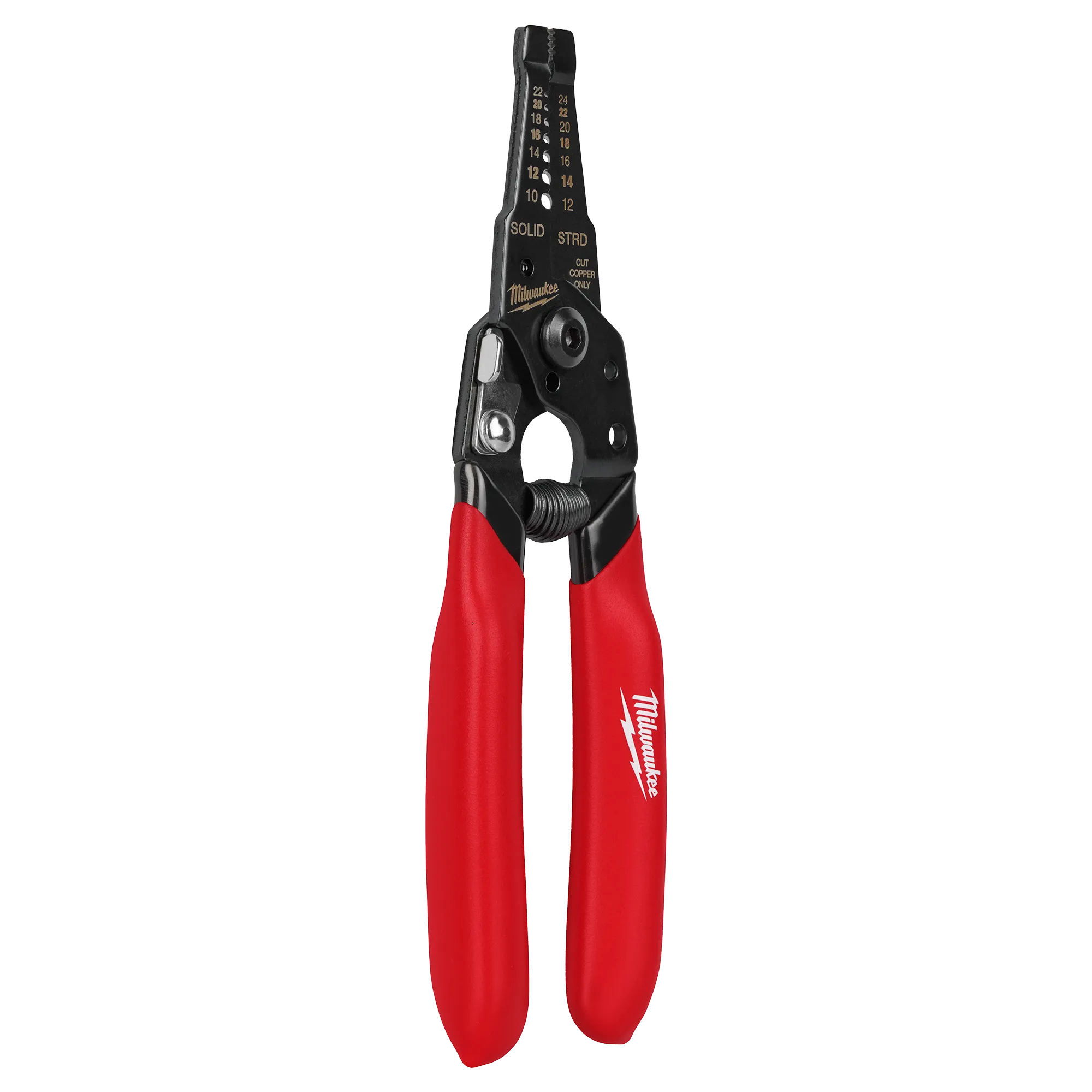 Angle view of the 10-24 AWG Compact Dipped Grip Wire Stripper & Cutter