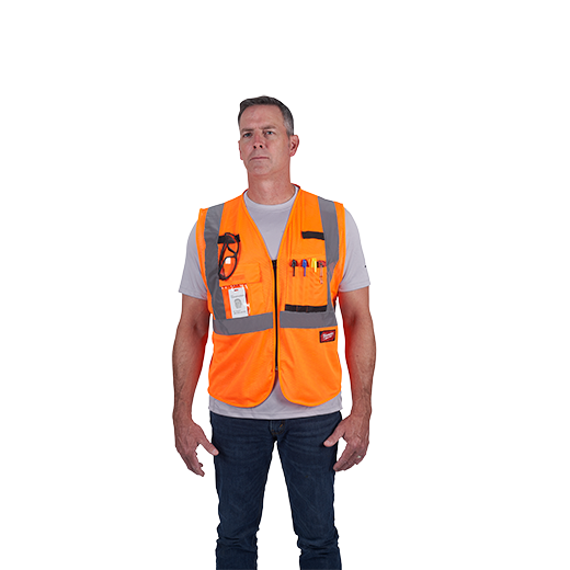 48-73-5115, 48-73-5116, 48-73-5117, 48-73-5118 - Class 2 High Visibility Orange Mesh Safety Vest - L/XL