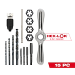 15PC SAE Tap and Die Set with Hex-LOK™ 2-in-1 Handle