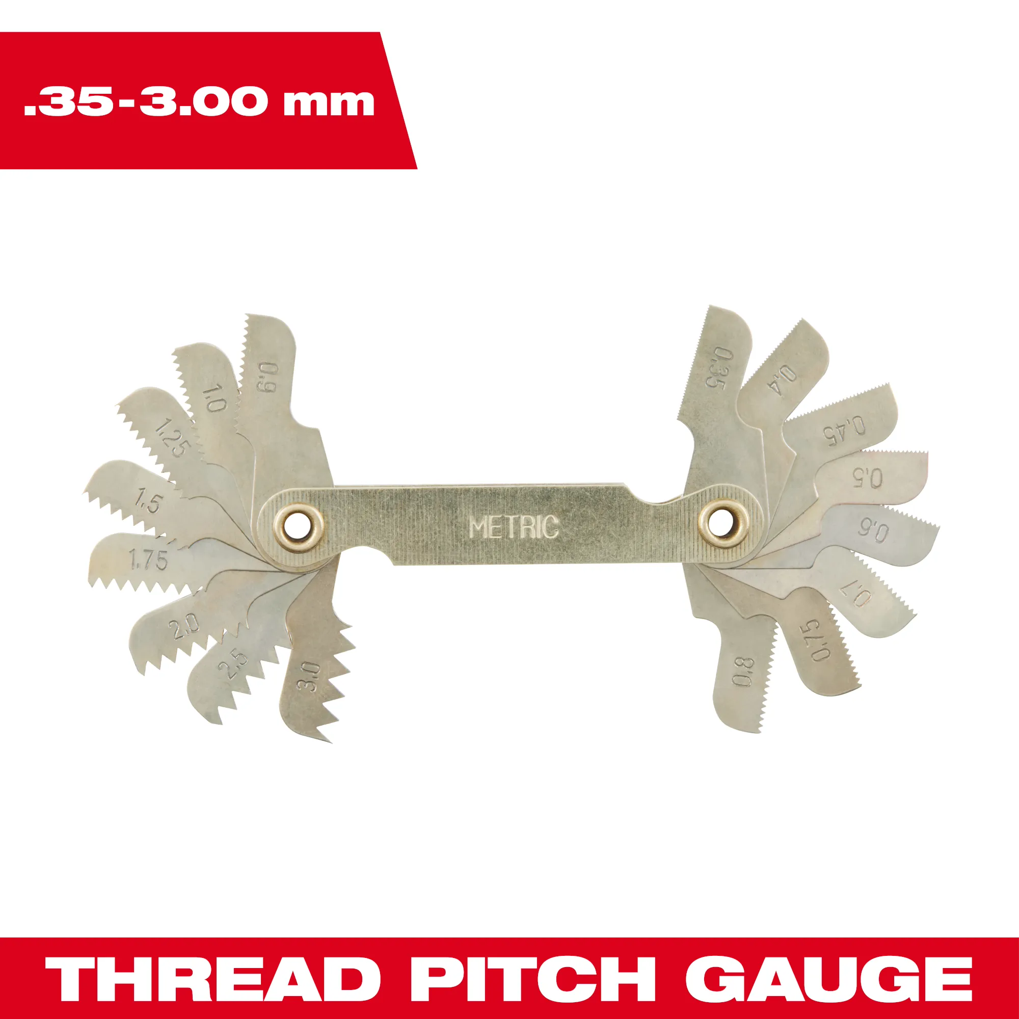 0.35-3.00 mm Metric Thread Pitch Gauge