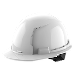 Image of the Milwaukee BOLT White Front Brim Vented Hard Hat w/4pt Ratcheting Suspension (USA) - Type 1, Class C