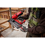 Image of the Milwaukee M18 Duplex Nailer being used by a worker on a jobsite