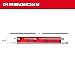 Image of the Milwaukee 4pc 1/4” Drive Extension Set dimensions