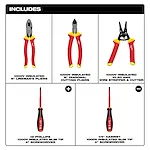 Includes image of the Milwaukee 5 PC 1000V Insulated Hand Tool Set