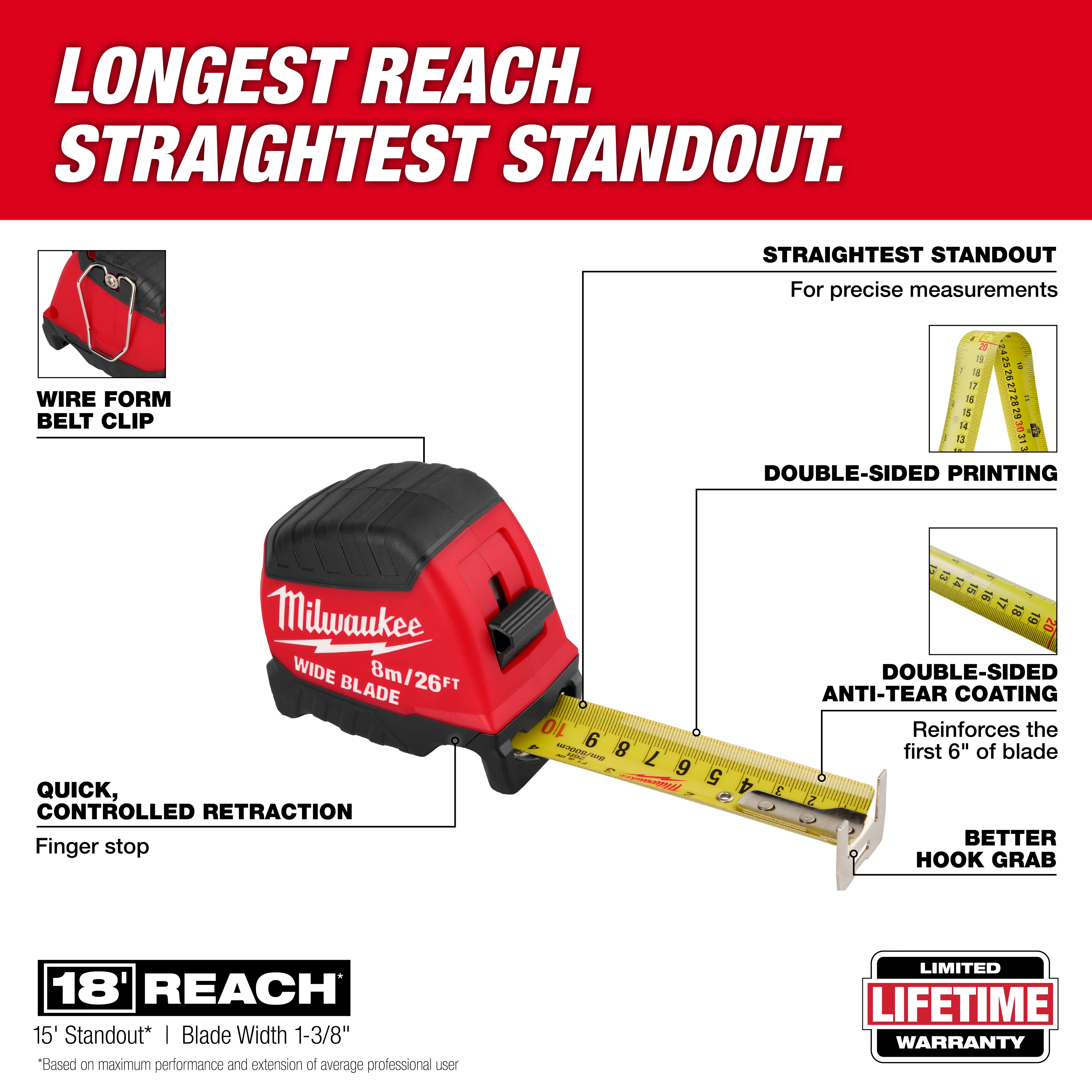 8m/26ft Wide Blade Tape Measure