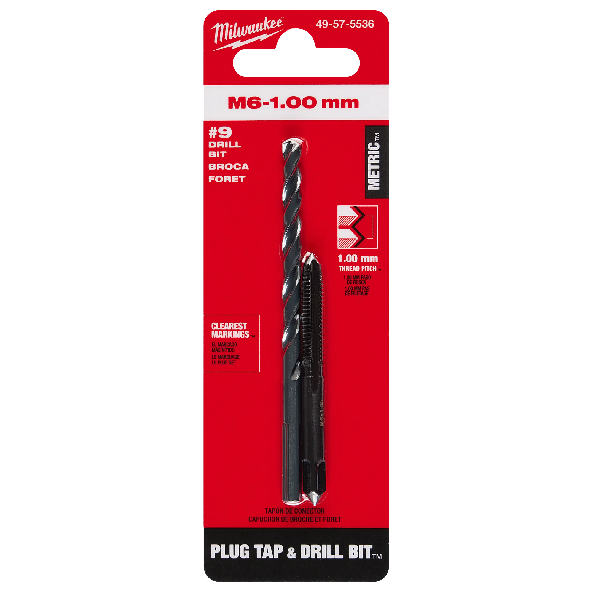 "M6-1.00 mm Straight Flute Plug Tap & #9 Drill Bit in its packaging "