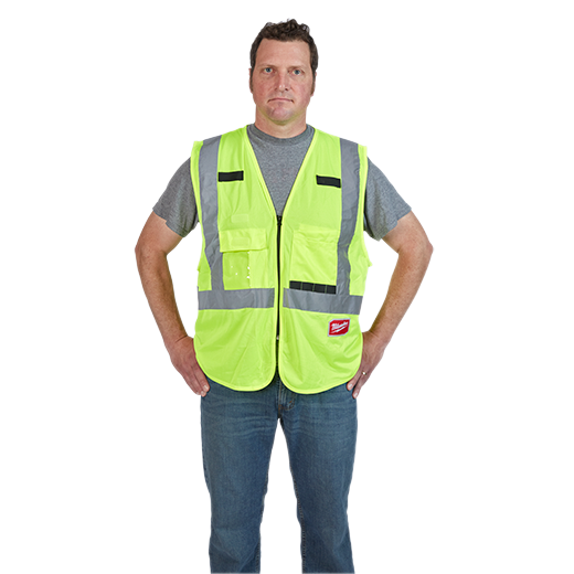 48-73-5022 safety personal safety PPE personal protective equipment on model - High Visibility Yellow Safety Vest - L/XL