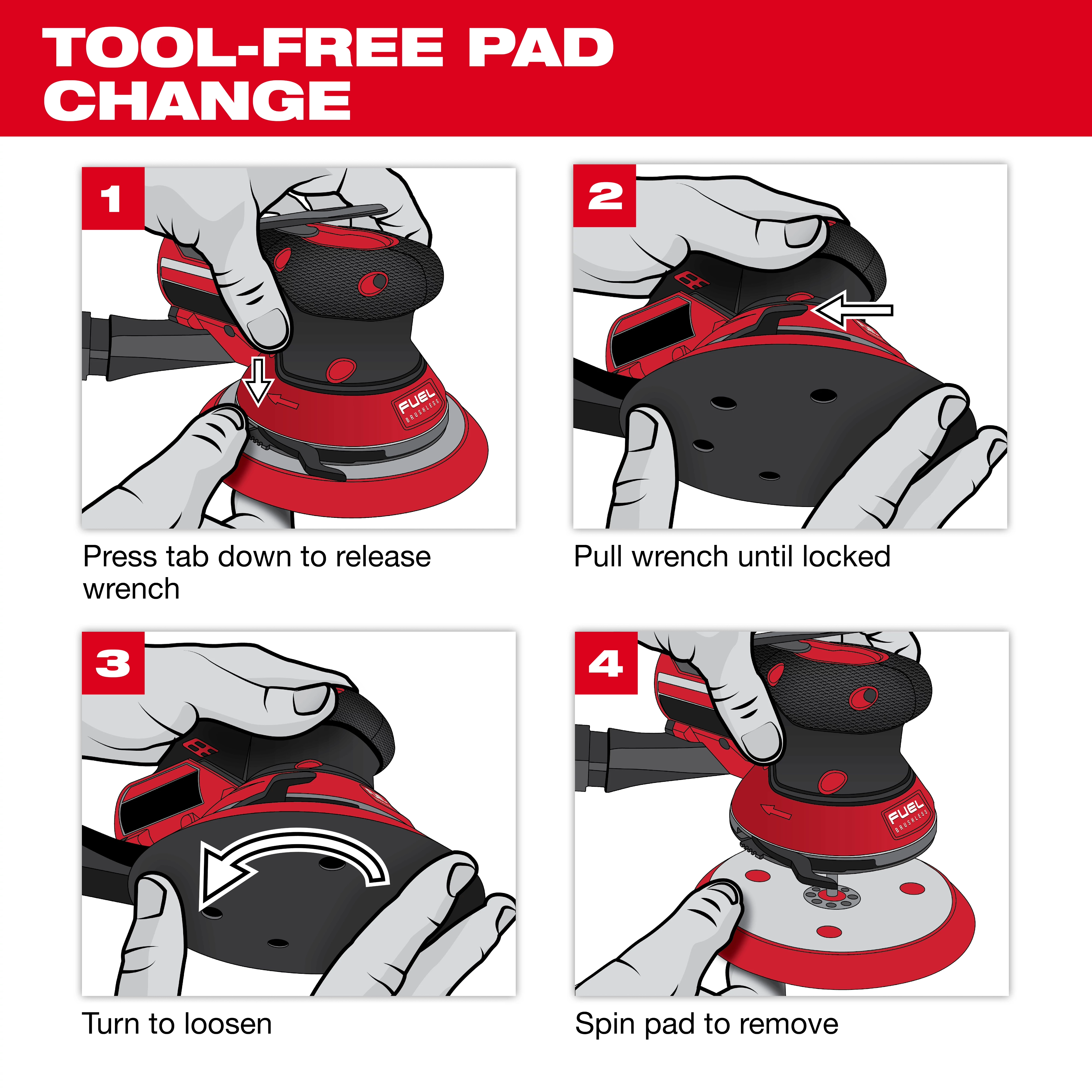 M12 FUEL™ 6" Random Orbital Sander (3/16") & (3/32") Instructions