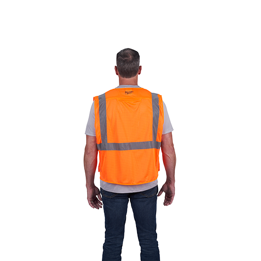 48-73-5125, 48-73-5126, 48-73-5127, 48-73-5128 - Class 2 Breakaway High Visibility Orange Mesh Safety Vest - L/XL