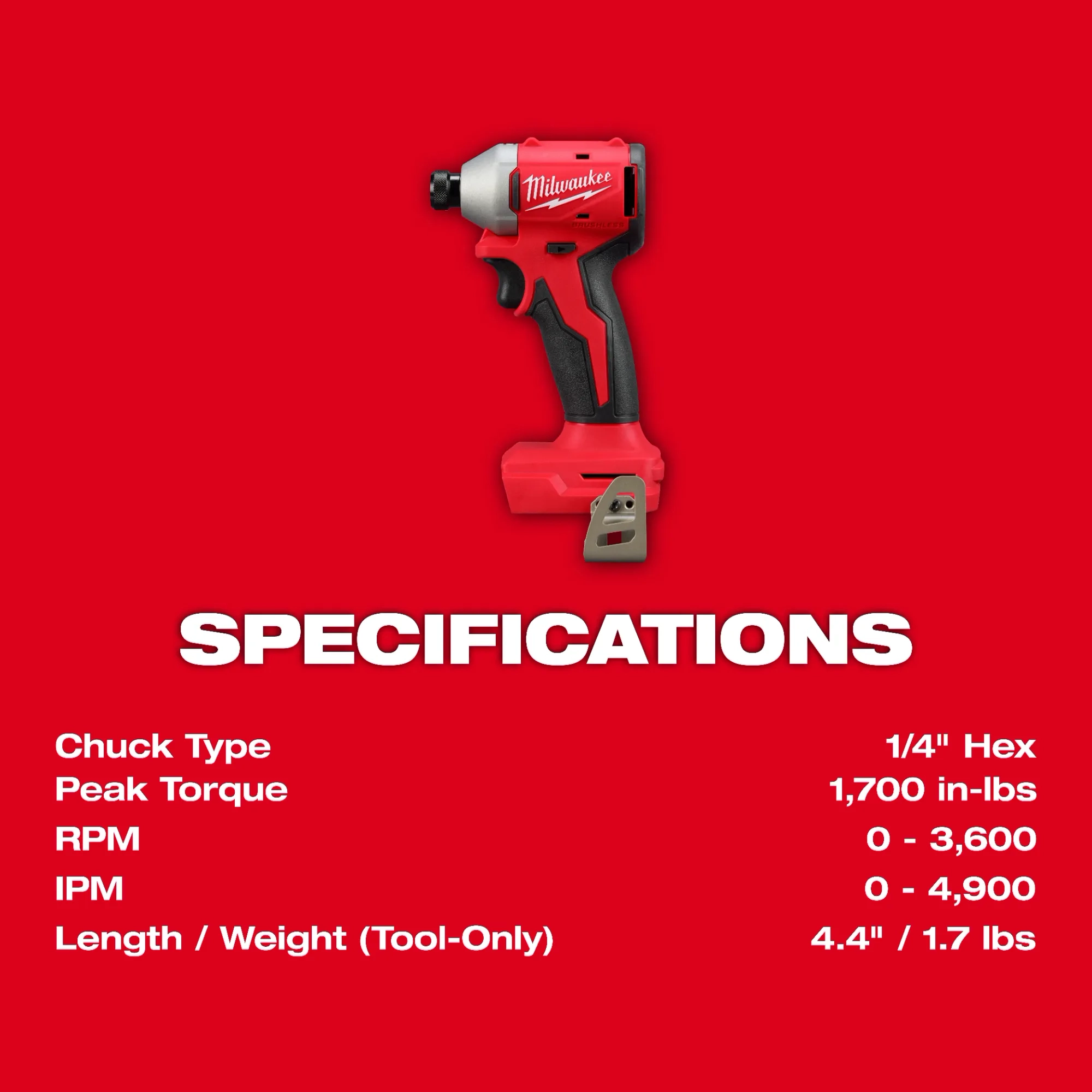 M18 Compact Brushless 1/4" Hex Impact Driver specifications