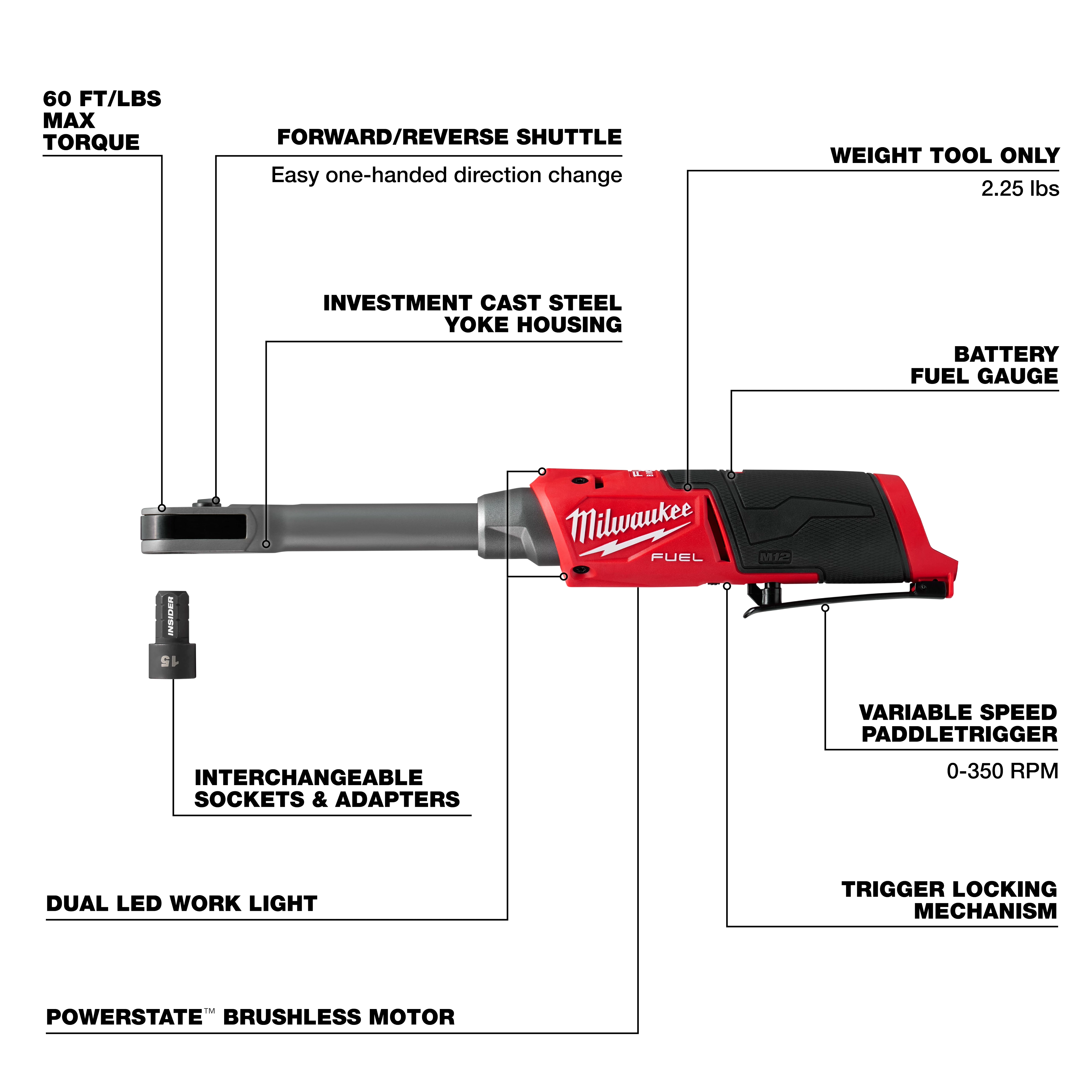 M12 FUEL™ INSIDER™ Extended Reach Box Ratchet