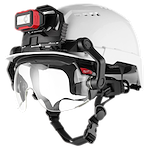 Image of the Milwaukee BOLT Clear Dual Coat Lens Gasketed Eye Visor on a BOLT helmet