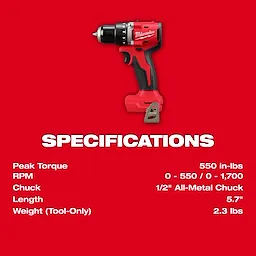 M18 Compact Brushless 1/2" Drill/Driver specifications