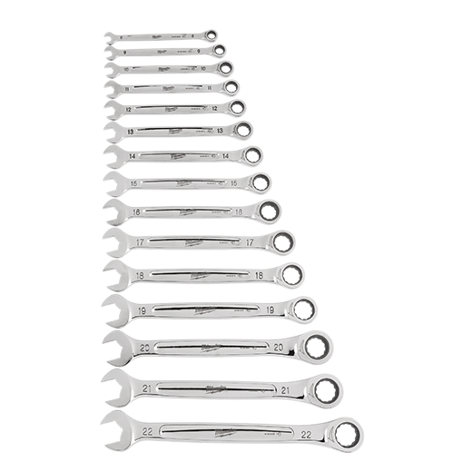 48-22-9416 - 15 pc. Metric Ratcheting Combination Wrench Set