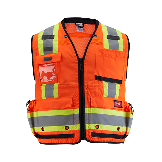 48-73-5165, 48-73-5166, 48-73-5167, 48-73-5168 - Class 2 Surveyor's High Visibility Orange Safety Vest - L/XL