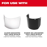 Two replacement face shield lenses: clear and shade W5 uncoated, for use with TASK full face shield frames.