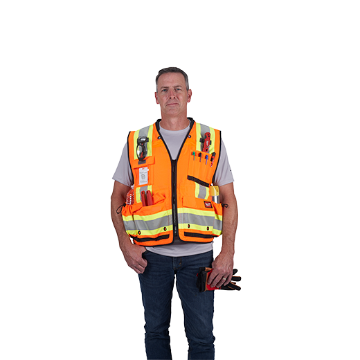 48-73-5165, 48-73-5166, 48-73-5167, 48-73-5168 - Class 2 Surveyor's High Visibility Orange Safety Vest - L/XL