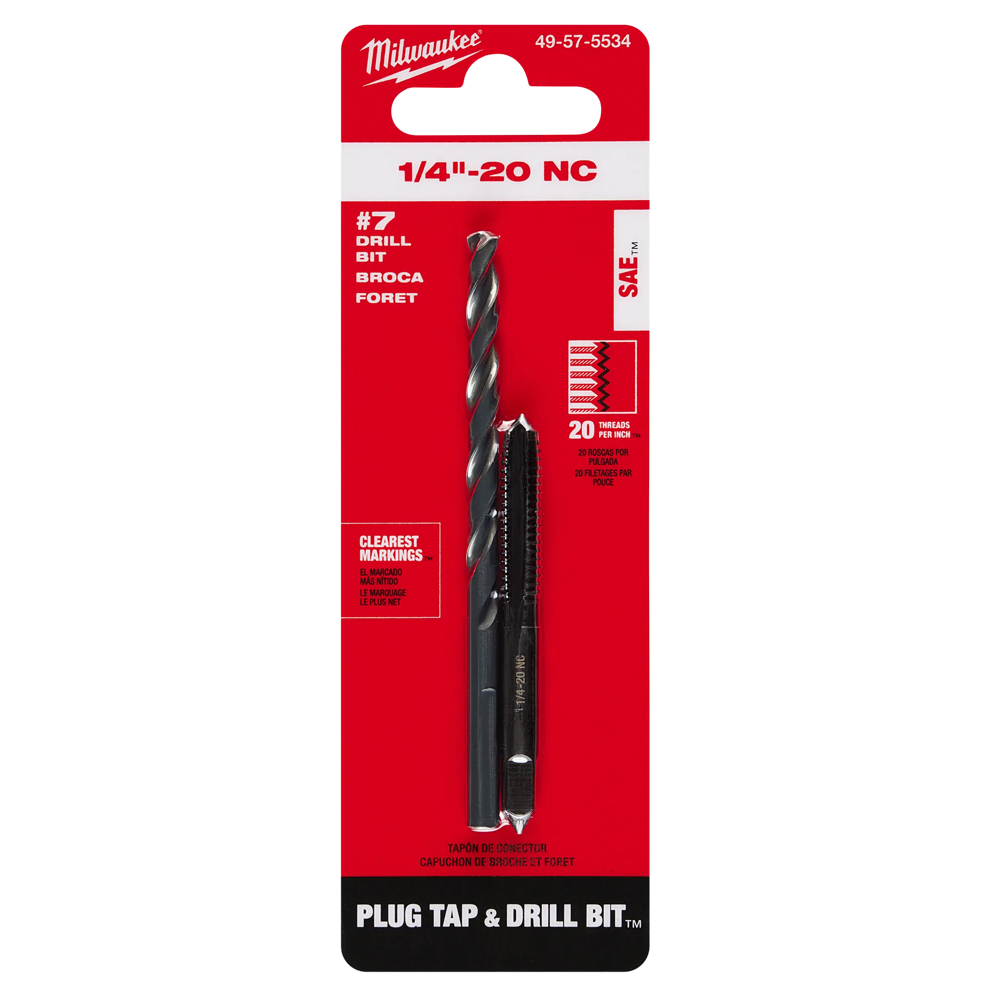 1/4"-20 Straight Flute Plug Tap & #7 Drill Bit in its packaging