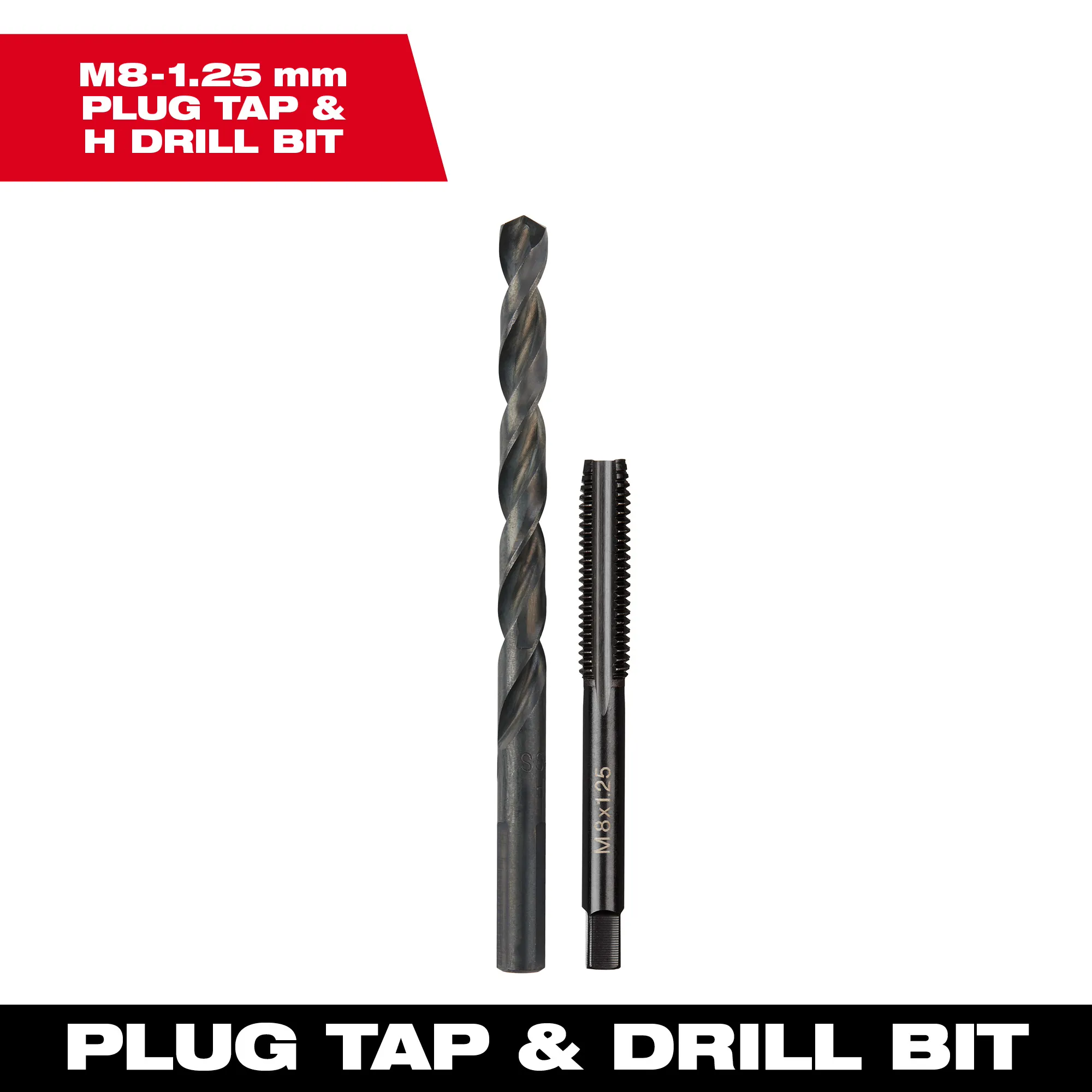 M8-1.25 mm Straight Flute Plug Tap & H Drill Bit