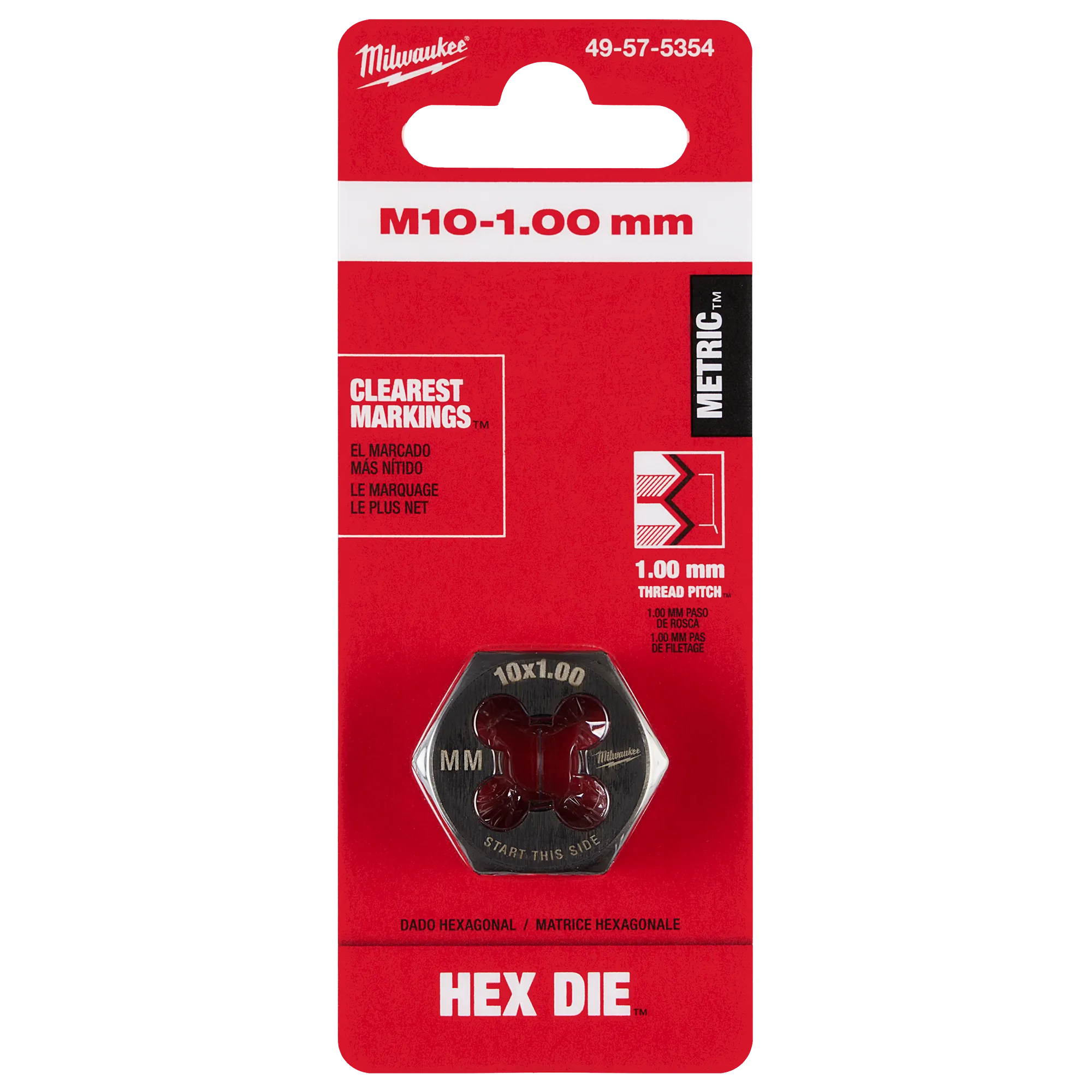 M10-1.00 mm 1-Inch Hex Threading Die in its packaging